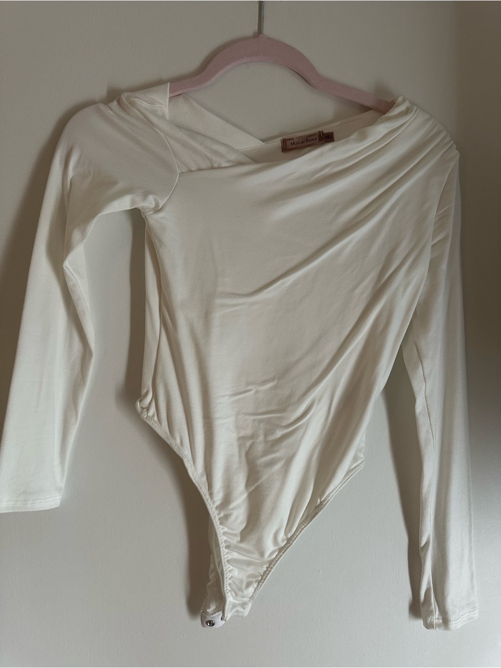 White Long-Sleeve Off-Shoulder Bodysuit
